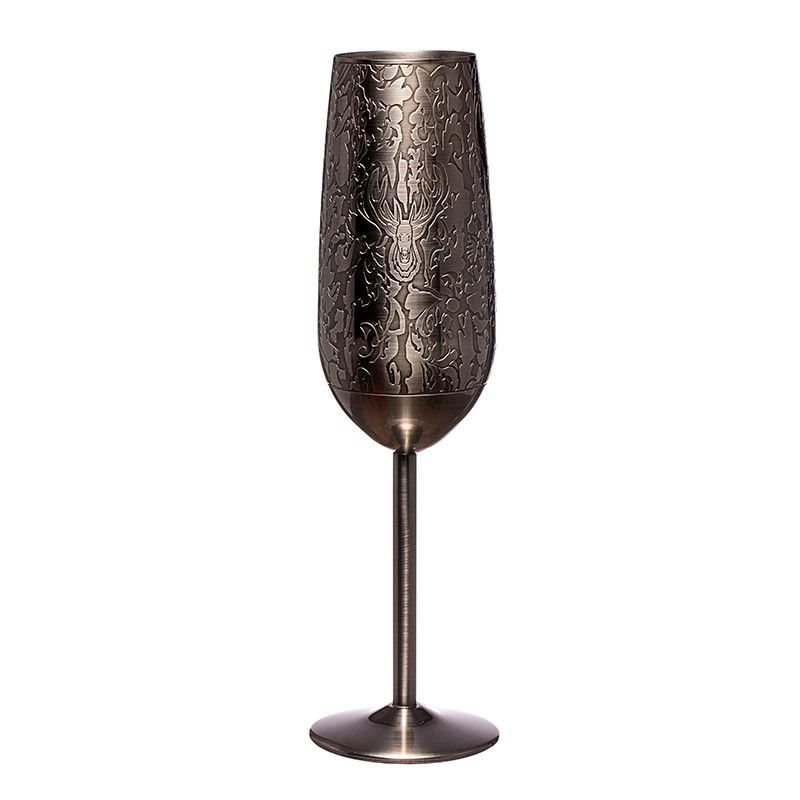 200 ml de acero inoxidable Vaso de champán de color negro Vaso de vino para barra