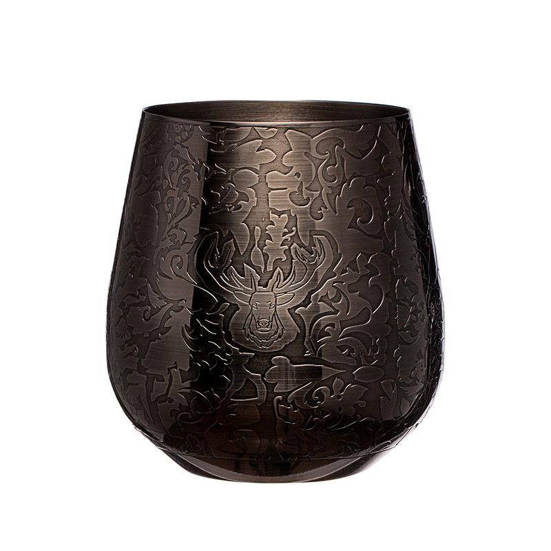 Vidrieras de vino de acero inoxidable sólido de calidad superior Vidrieras de vino sin tallo Estilo Stag negro