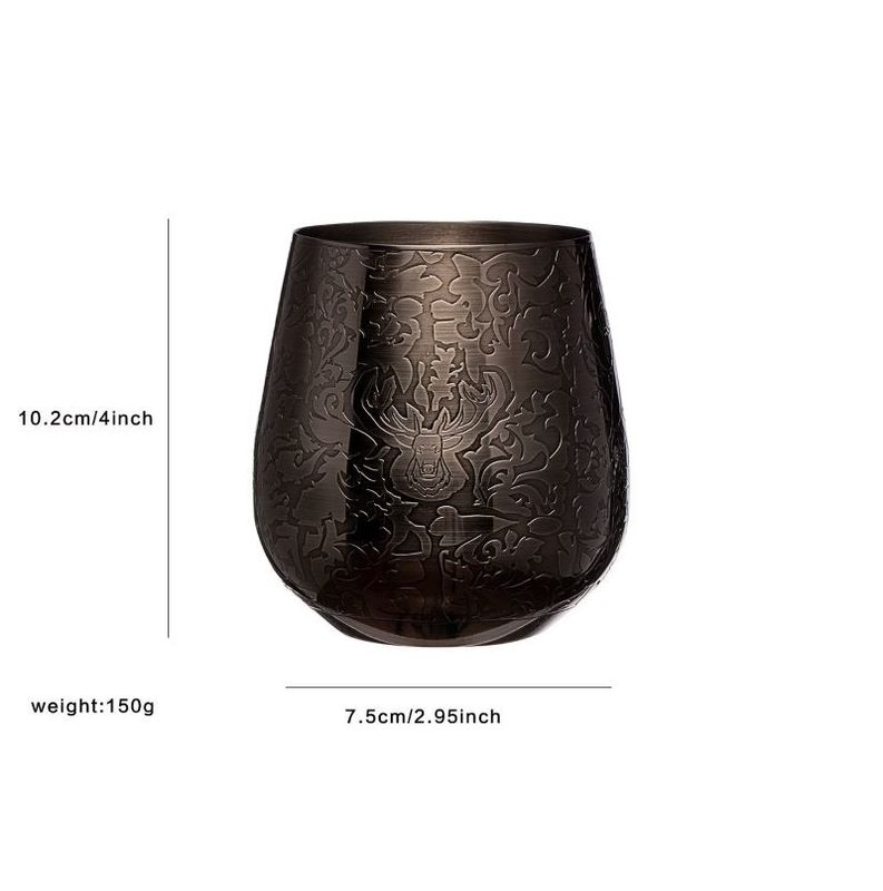 Vidrieras de vino de acero inoxidable sólido de calidad superior Vidrieras de vino sin tallo Estilo Stag negro