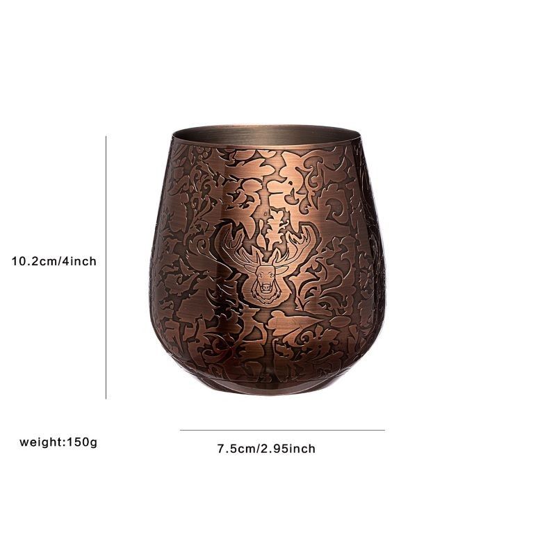Vidrio de vino de acero inoxidable Taza de vino inoxidable Diseño de estaca de cobre