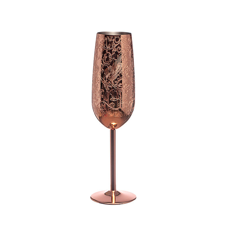Grabar flautas de champán de acero inoxidable vidrio 200 ml copas de champán para fiestas y aniversario