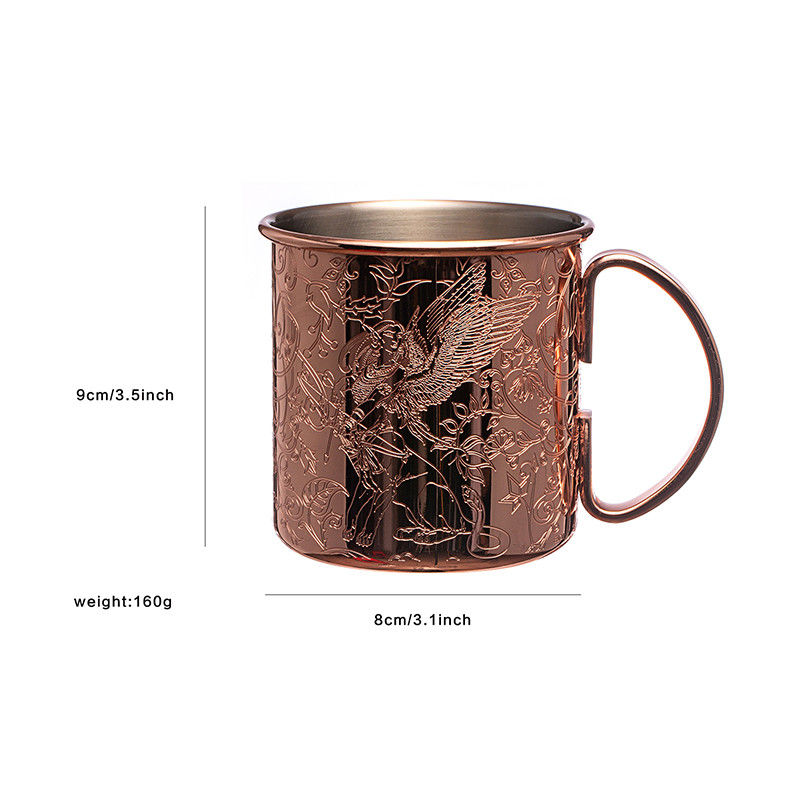 304 de acero inoxidable Taza de cobre de diseño de grabado personalizado Taza de vino de acero inoxidable para la fiesta