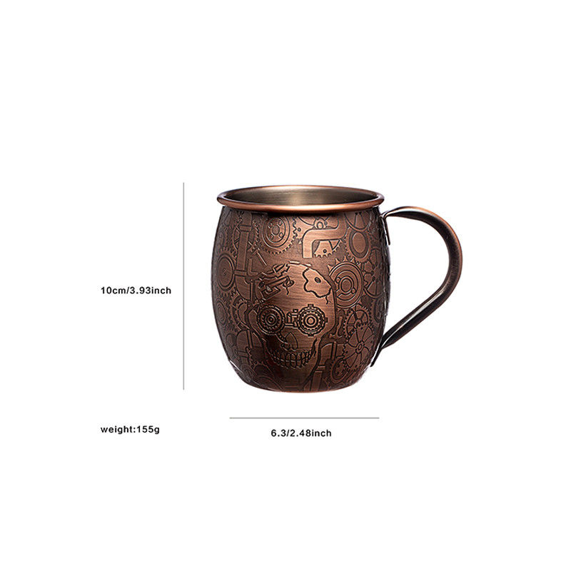 18 Oz de acero inoxidable martillado Tazas de cobre 304 de acero inoxidable resistente a la corrosión