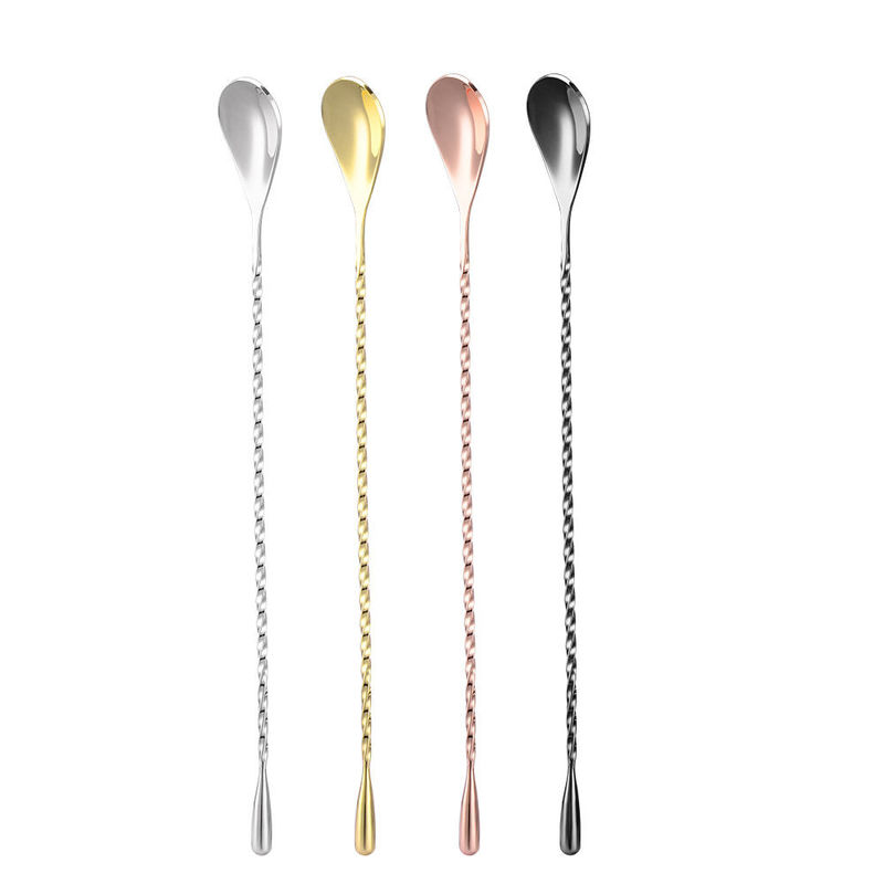 Cucharas de barras de acero inoxidable de 40 cm Cocteleras largas Cucharas para bares y cocinas en casa