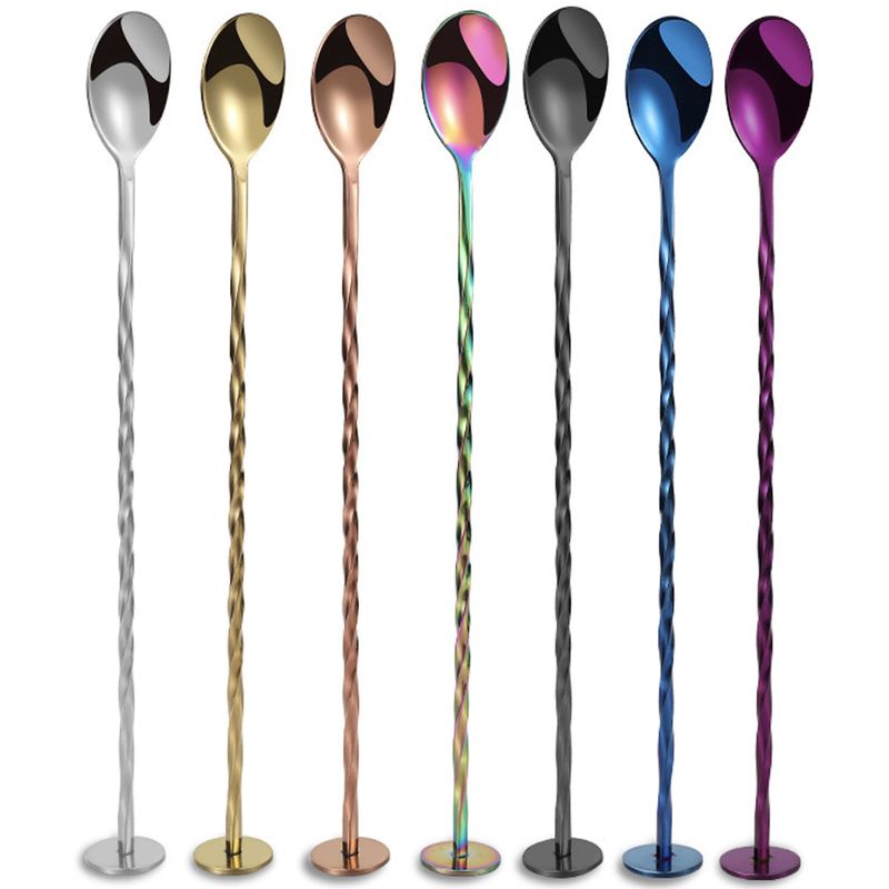 Acero inoxidable 304 Bar Cocktail Cucharas de agitación Long Handle Cucharas de barra para el barman