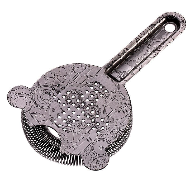 Estirador Hawthorne de acero inoxidable para cócteles Estirador de barra de cócteles de alta densidad de primavera acabado negro