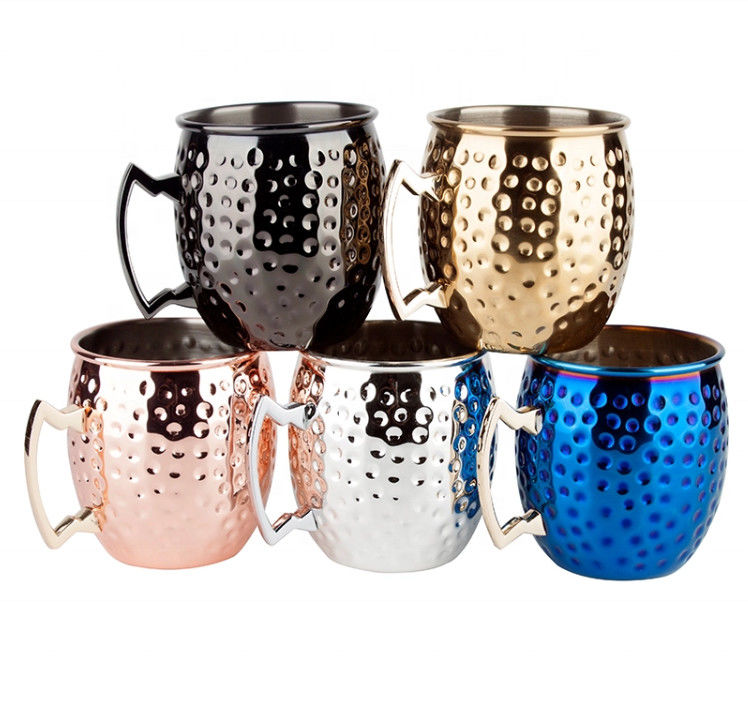 Moscú Mules Martillo Punta Tazas de cobre de acero inoxidable Taza de vino de cerveza para bar