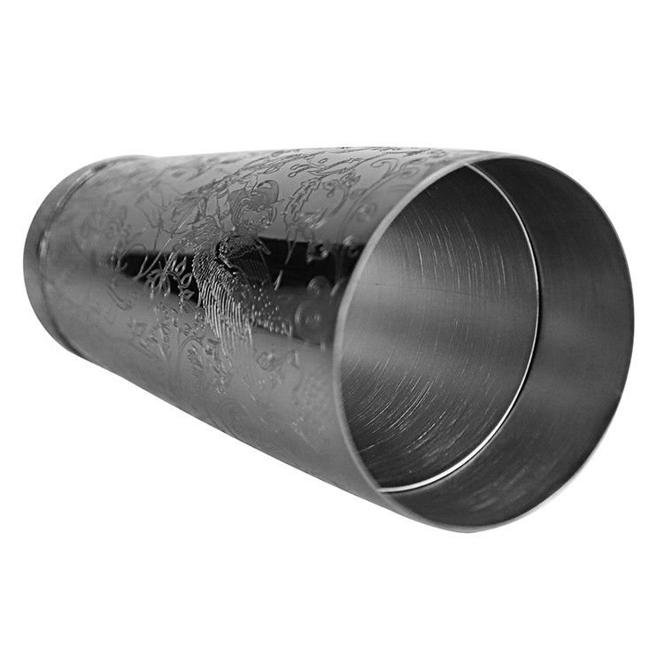 Prueba de grado alimenticio Certificado de acero inoxidable Boston Shaker con diseño de grabado para el servicio de bar